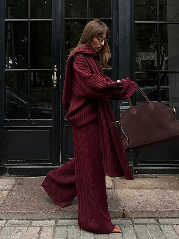 Leslie | Burgundy Knit Set