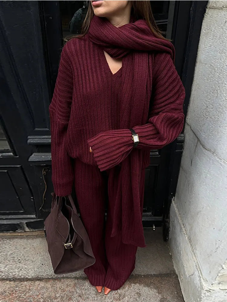 Leslie | Burgundy Knit Set