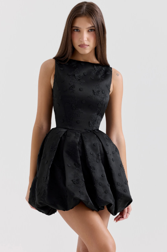Lottie | Black Balloon Dress