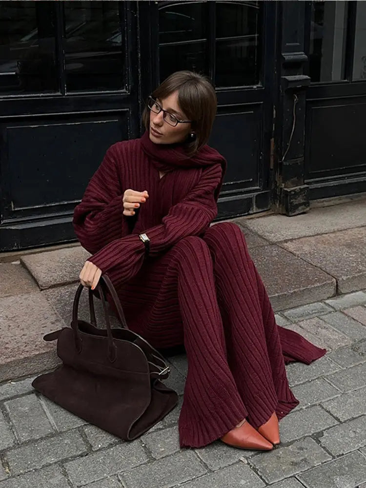 Leslie | Burgundy Knit Set