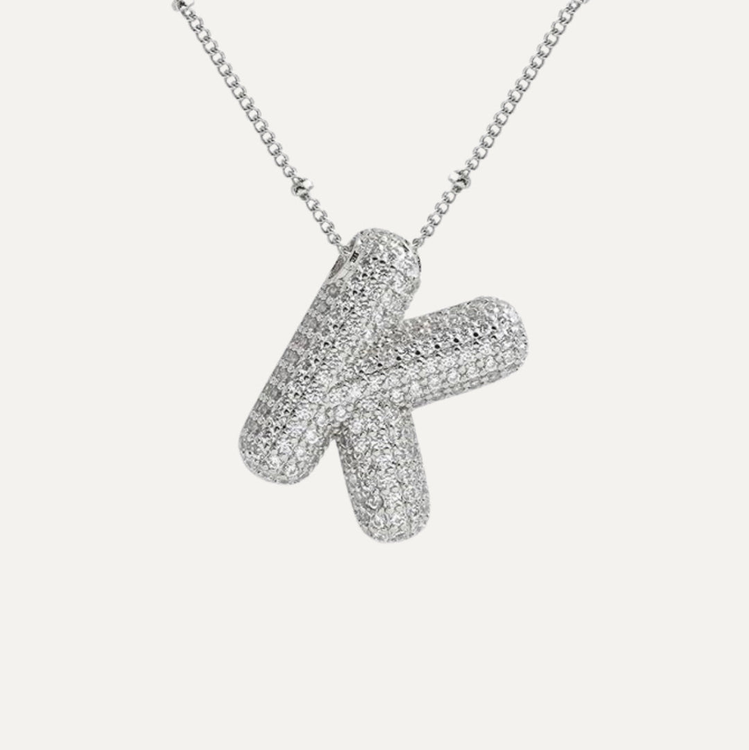 Saskia | Diamond Bubble Letter Necklace