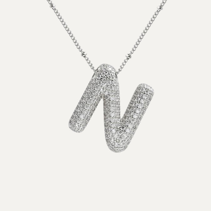 Saskia | Diamond Bubble Letter Necklace