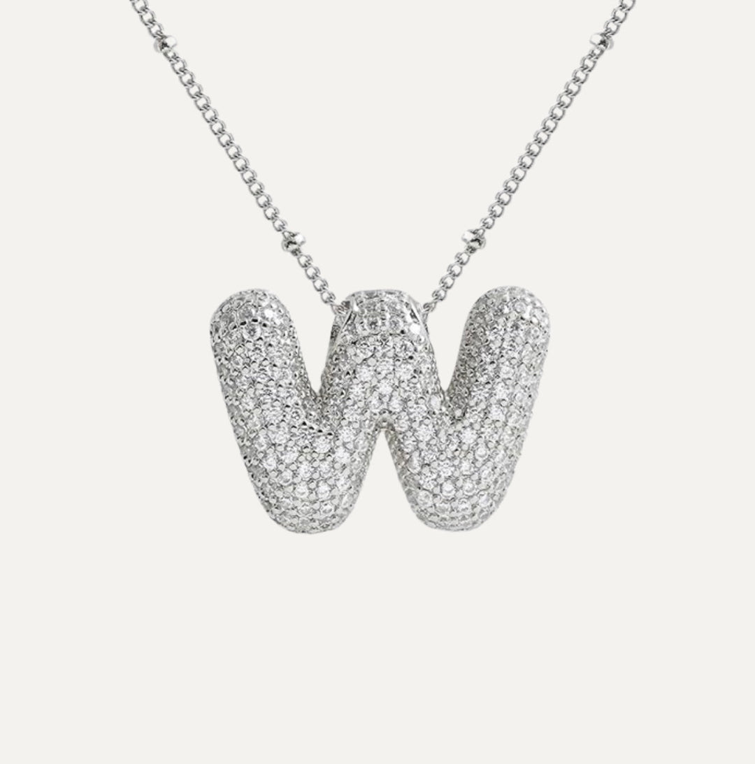 Saskia | Diamond Bubble Letter Necklace