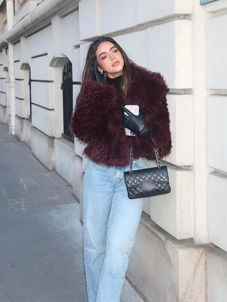 Amaris | Burgundy Faux Fur Coat