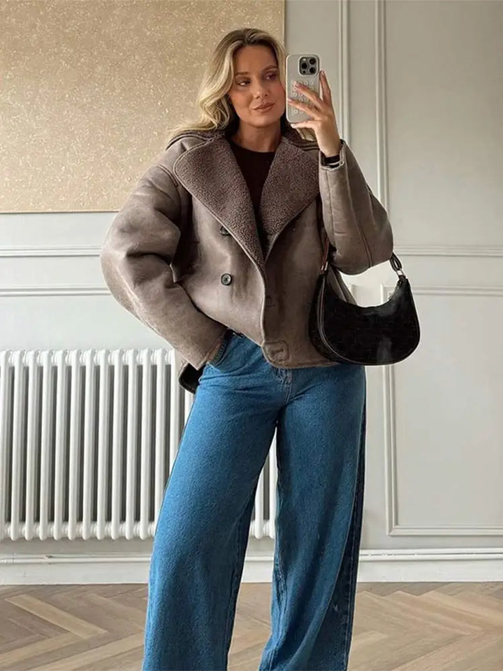 Kassidy | Leather Lammy Coat