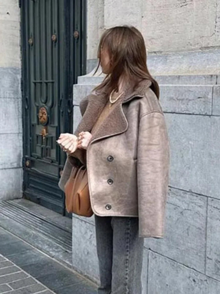 Kassidy | Leather Lammy Coat