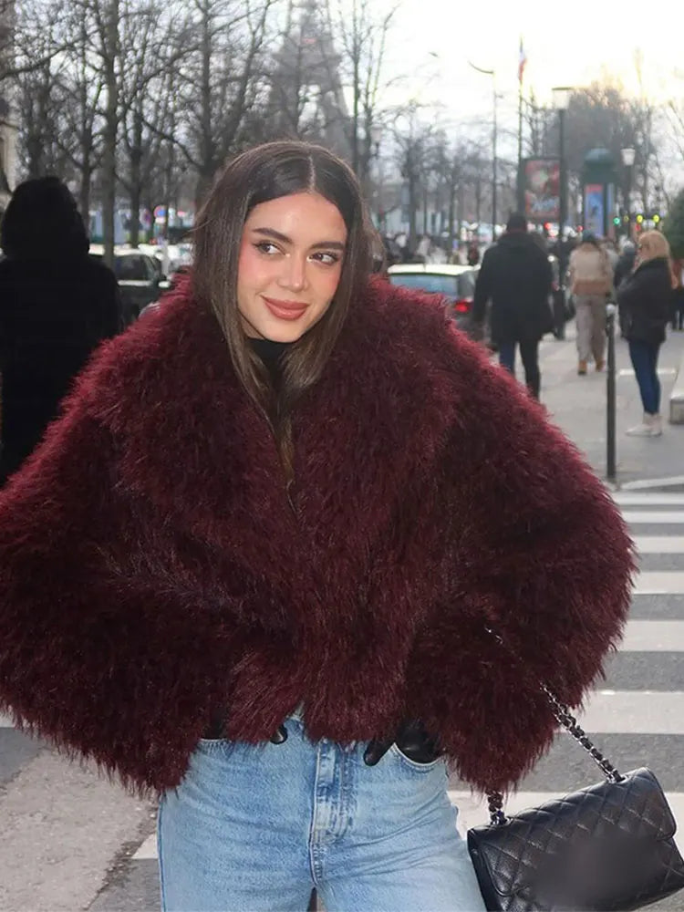 Amaris | Burgundy Faux Fur Coat