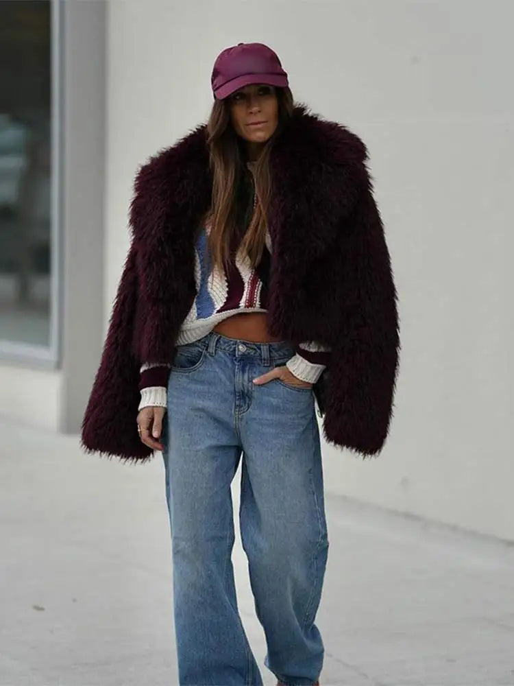 Amaris | Burgundy Faux Fur Coat