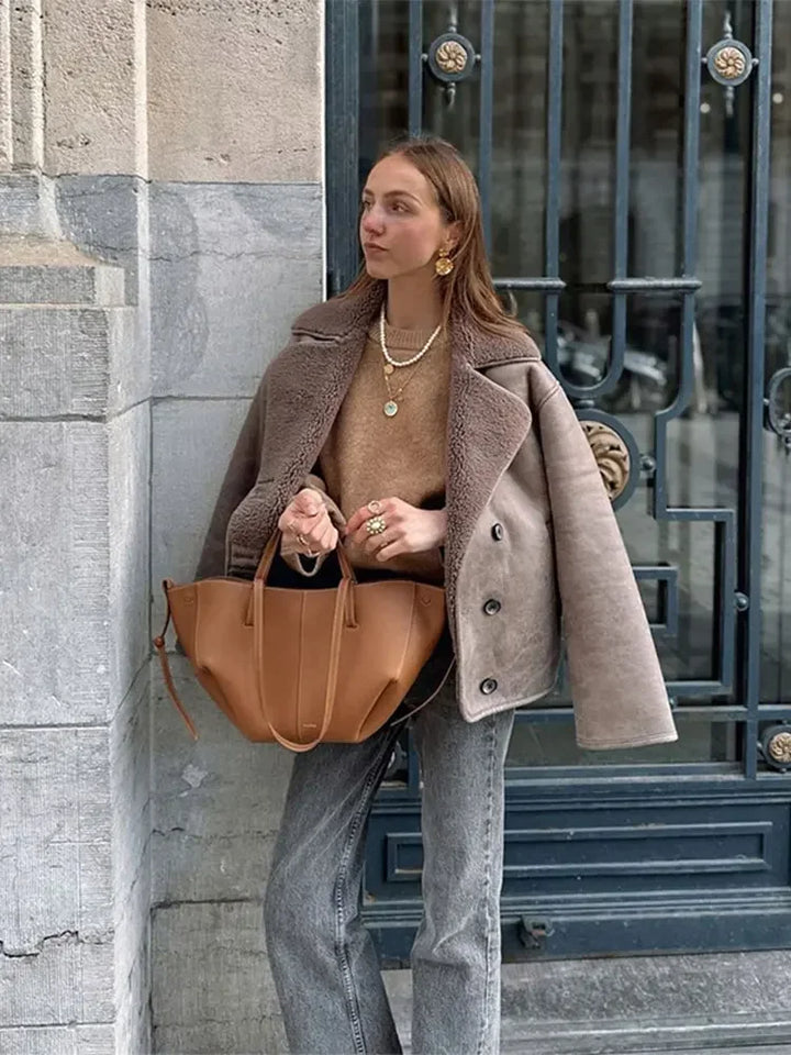 Kassidy | Leather Lammy Coat
