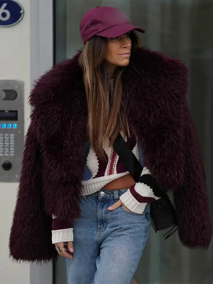 Amaris | Burgundy Faux Fur Coat