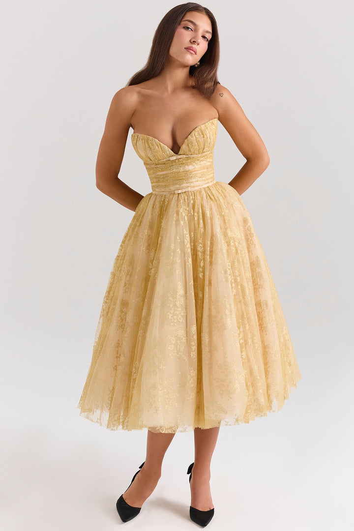 Belle | Golden Corset Dress
