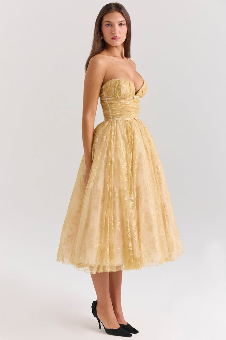 Belle | Golden Corset Dress